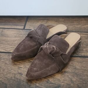 KAANAS Brown Suede Leather Knot Bow Tie Slip On Mule Slide Size 9​